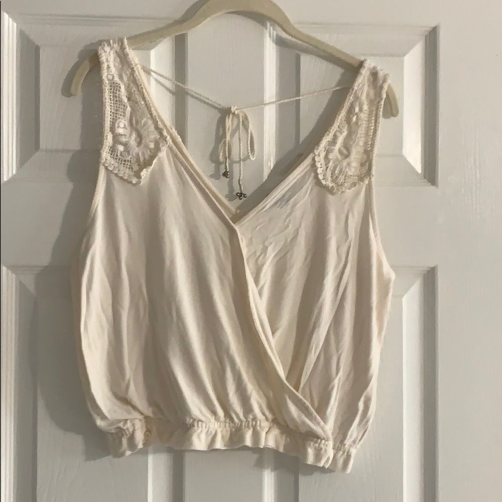 Cream Soft Tank with Crochet Detail